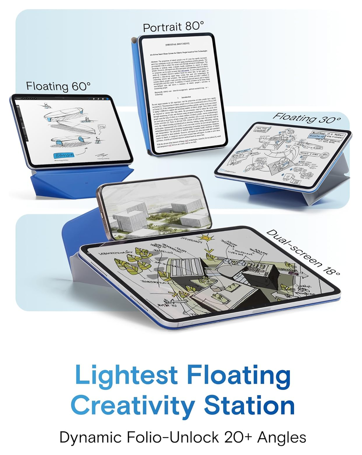 MOFT Dynamic Folio iPad Mini 7 / 6 Hoes Book Case met Standaard Grijs afbeelding 4