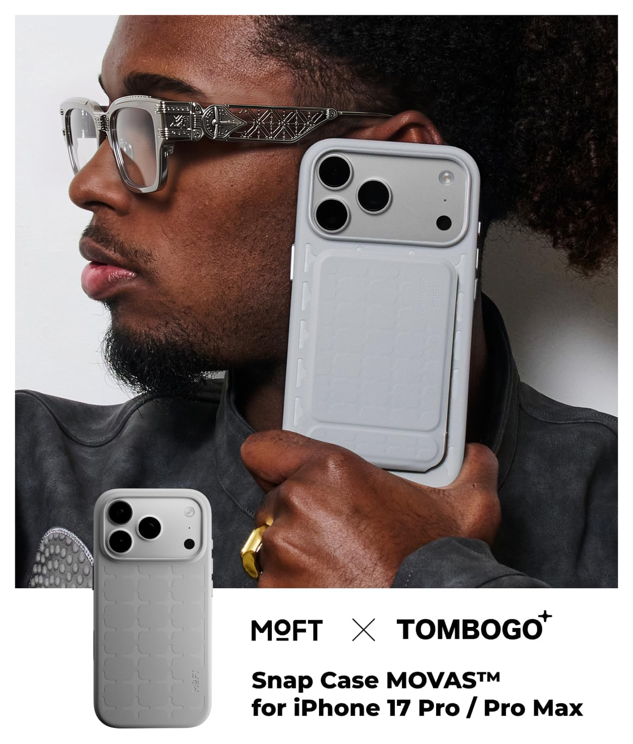 MOFT MOVAS Tombogo Snap iPhone 17 Pro Hoesje MagSafe Vegan Leer Grijs afbeelding 8