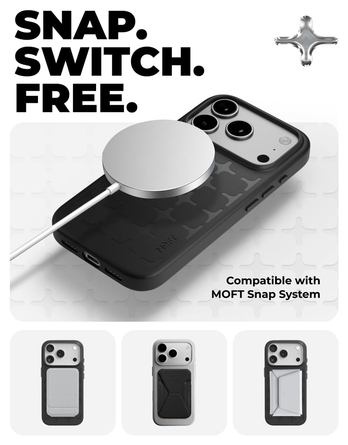 MOFT MOVAS Tombogo Snap iPhone 17 Pro Max Hoesje MagSafe Vegan Leer Zwart afbeelding 5