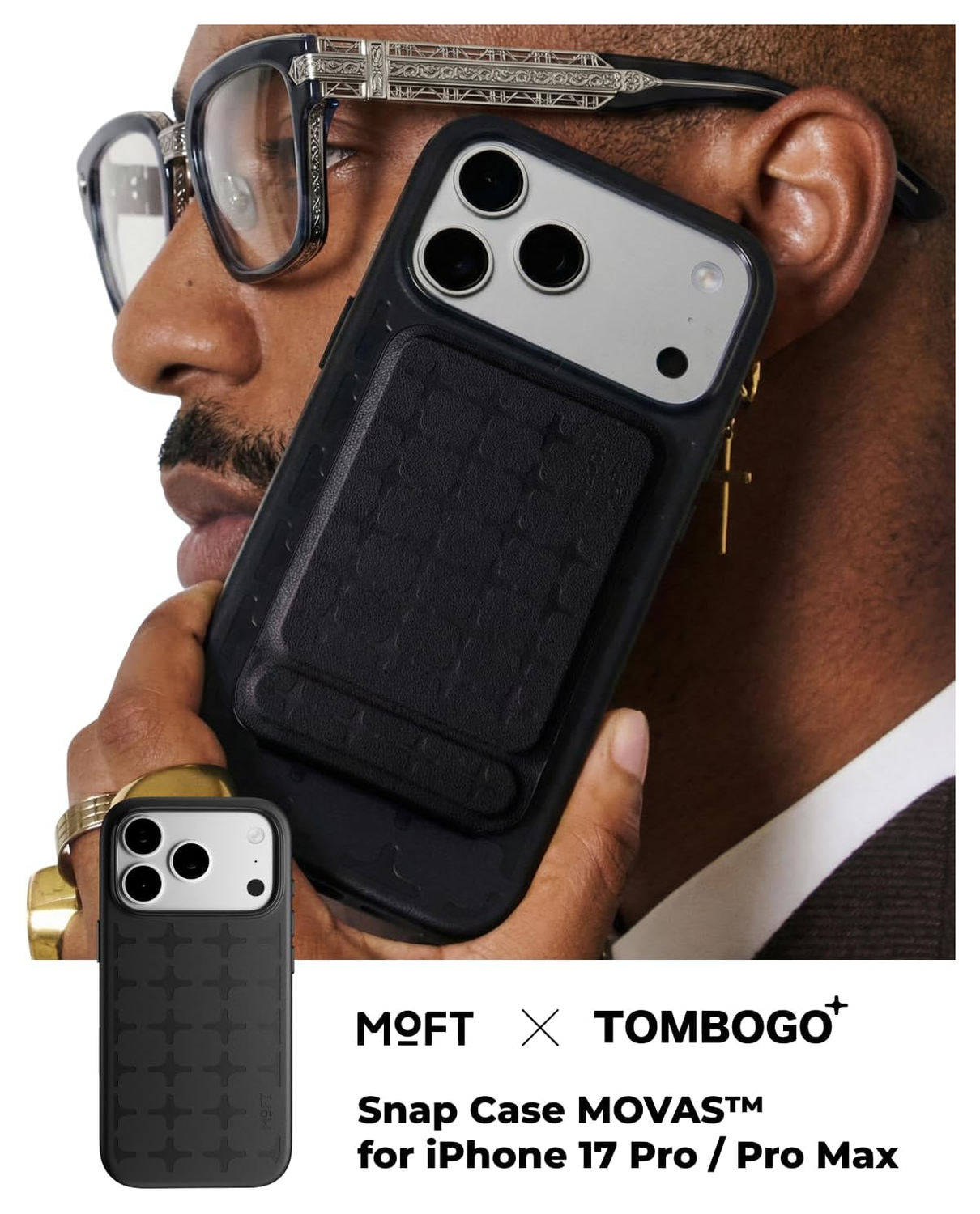 MOFT MOVAS Tombogo Snap iPhone 17 Pro Max Hoesje MagSafe Vegan Leer Zwart afbeelding 8