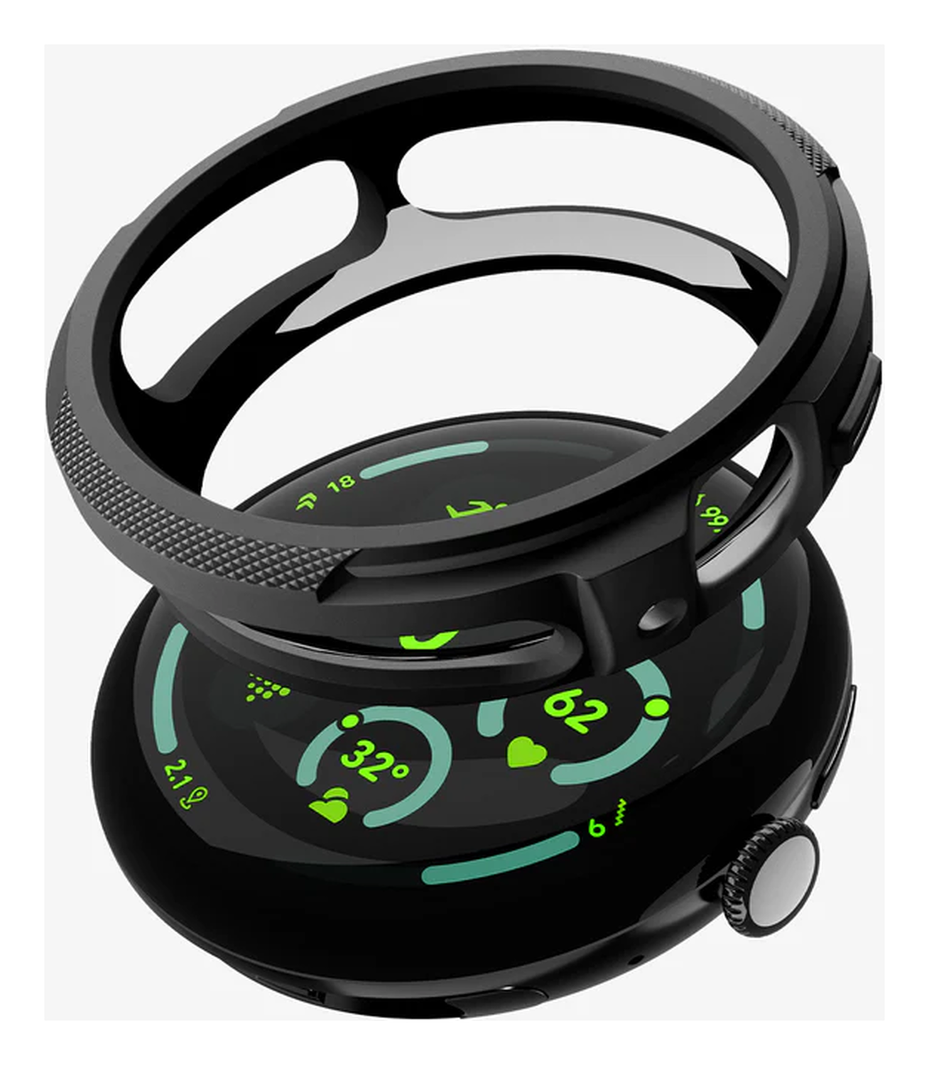 Spigen Liquid Air - Google Pixel Watch 4-45MM Hoesje - Matte Zwart afbeelding 2