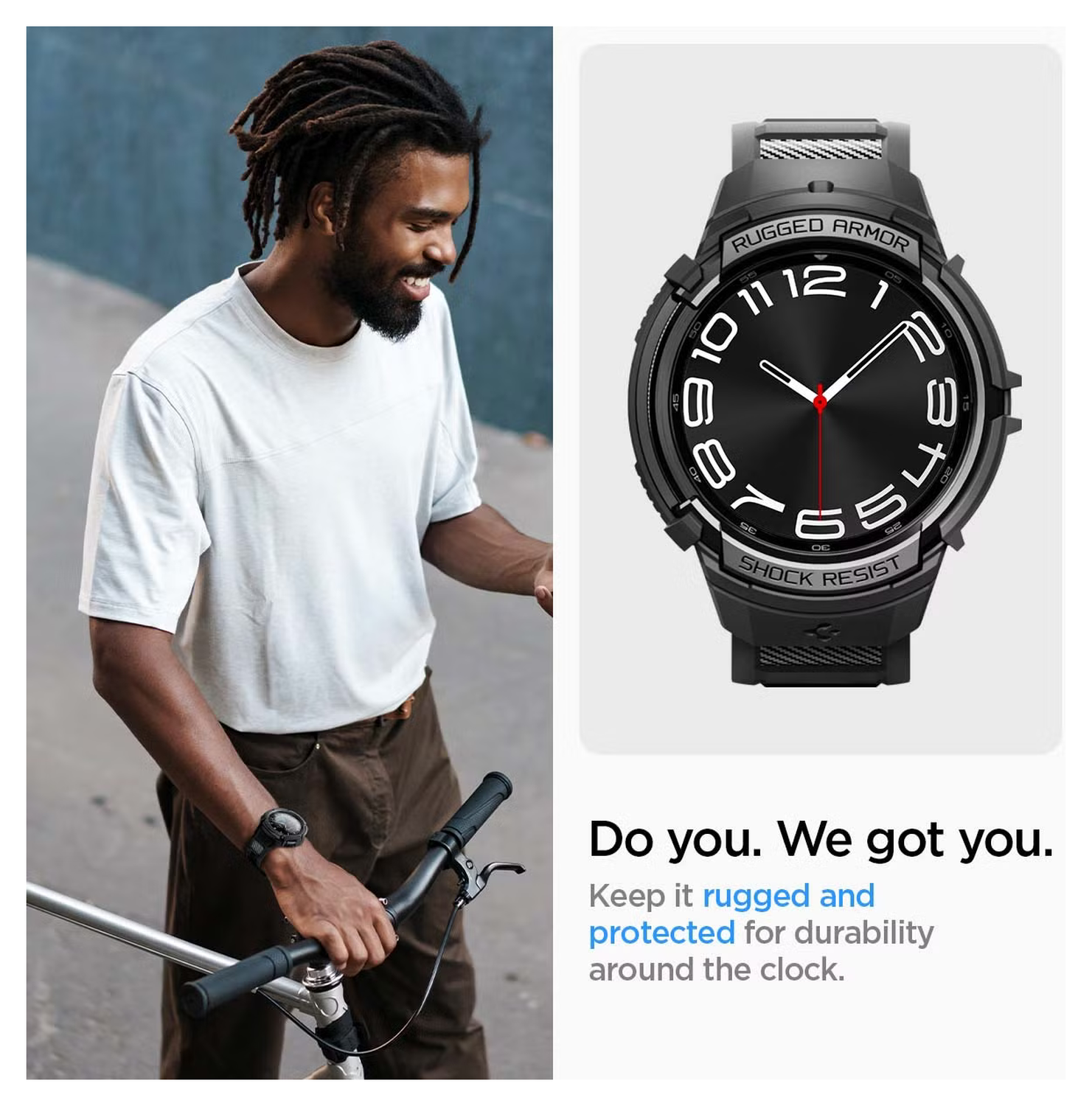 Spigen Rugged Armor - Samsung Galaxy Watch 6 Classic Hoesje Bumper Case - Zwart afbeelding 4