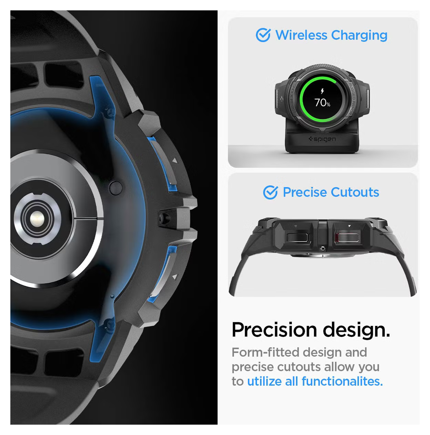 Spigen Rugged Armor - Samsung Galaxy Watch 6 Classic Hoesje Bumper Case - Zwart afbeelding 9