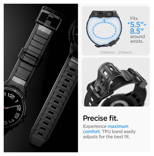 Spigen Rugged Armor - Samsung Galaxy Watch 6 Classic Hoesje Bumper Case - Zwart afbeelding 6