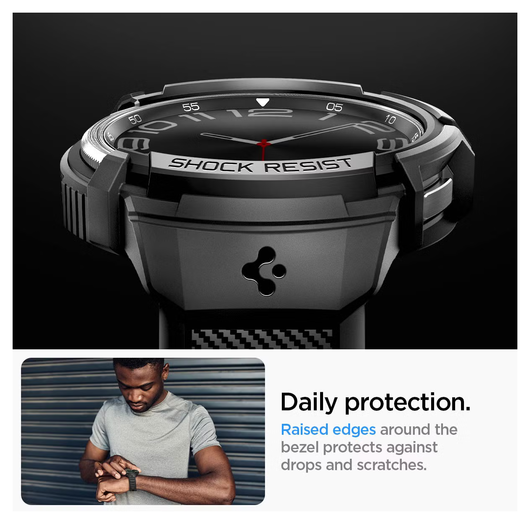 Spigen Rugged Armor - Samsung Galaxy Watch 6 Classic Hoesje Bumper Case - Zwart afbeelding 7