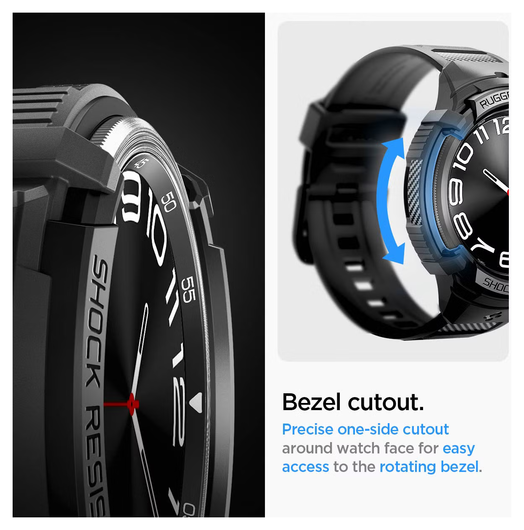 Spigen Rugged Armor - Samsung Galaxy Watch 6 Classic Hoesje Bumper Case - Zwart afbeelding 8