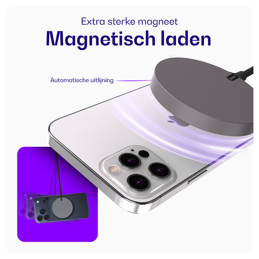Buddi Power Qi2 / MagSafe Oplader 15W met 25W USB-C Adapter 1,5M Grijs afbeelding 4