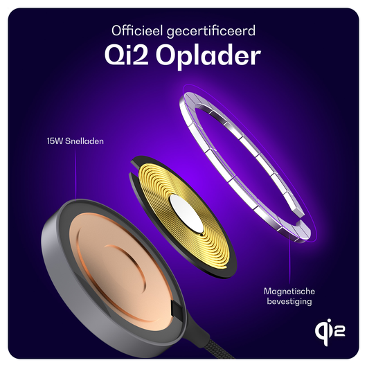 Buddi Power Qi2 / MagSafe Oplader 15W met 25W USB-C Adapter 1,5M Grijs afbeelding 8