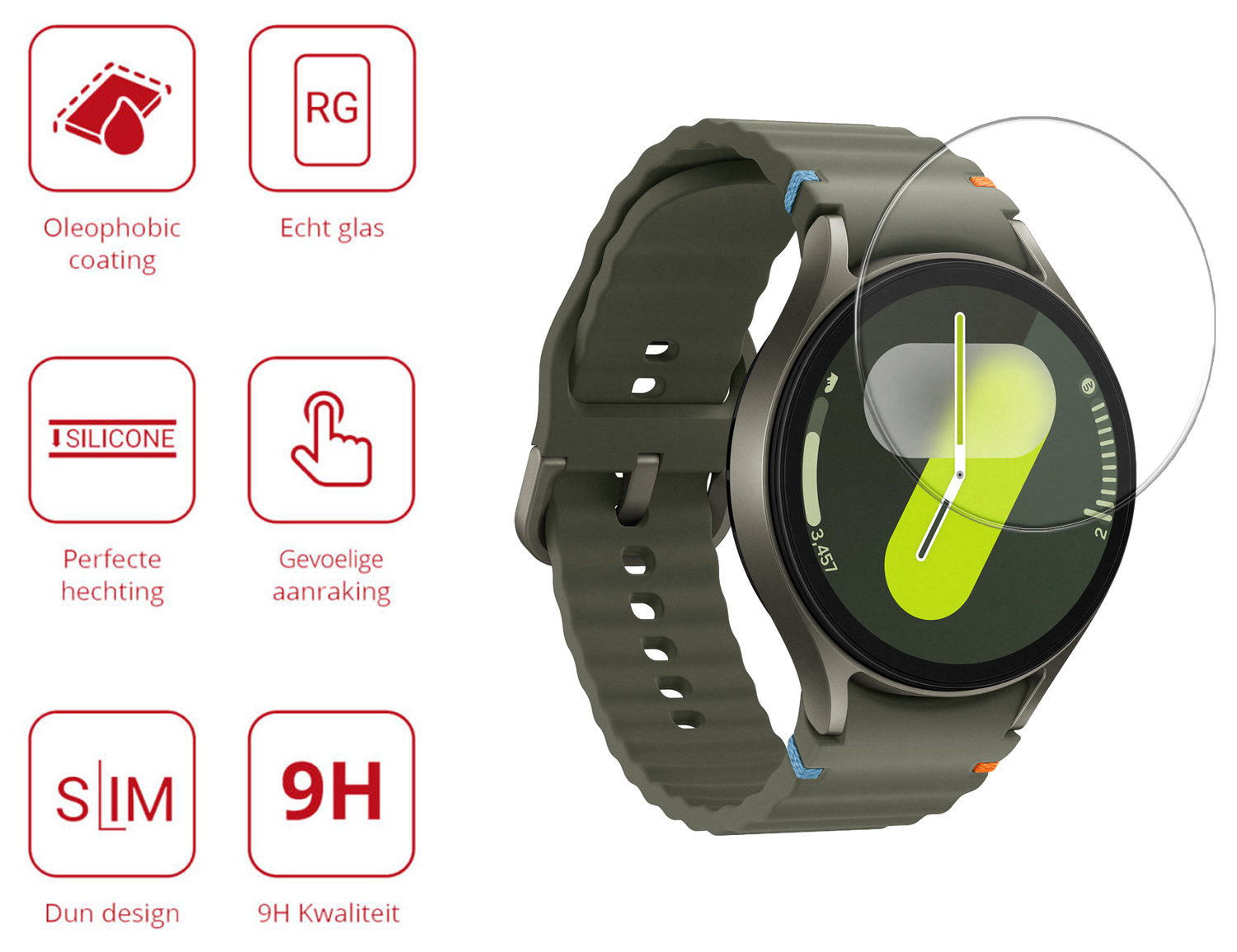 Rosso - Samsung Galaxy Watch 7 44MM 9H Tempered Glass Screen Protector afbeelding 2