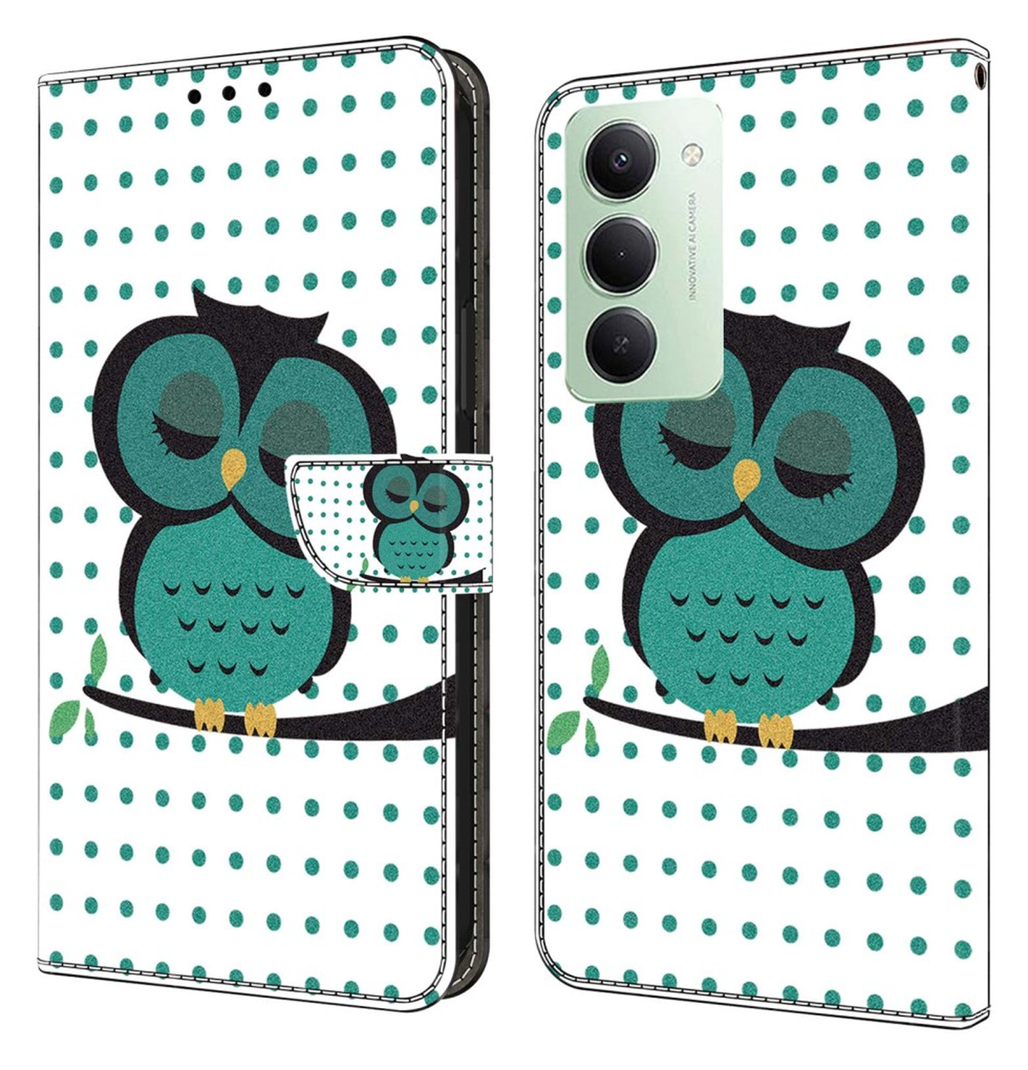 Xiaomi Redmi 15 (4G) Hoesje Portemonnee Book Case Uil Print afbeelding 1