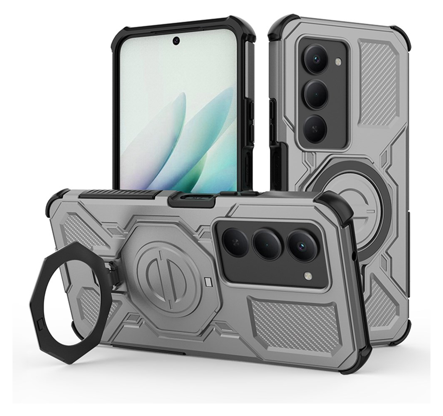 Xiaomi Redmi 15 5G Hoesje MagSafe 360° Standaard Grijs afbeelding 1