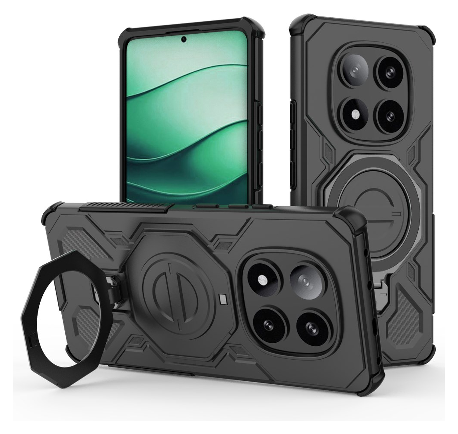 Xiaomi Redmi Note 14 Pro 5G Hoesje MagSafe 360° Standaard Zwart afbeelding 1