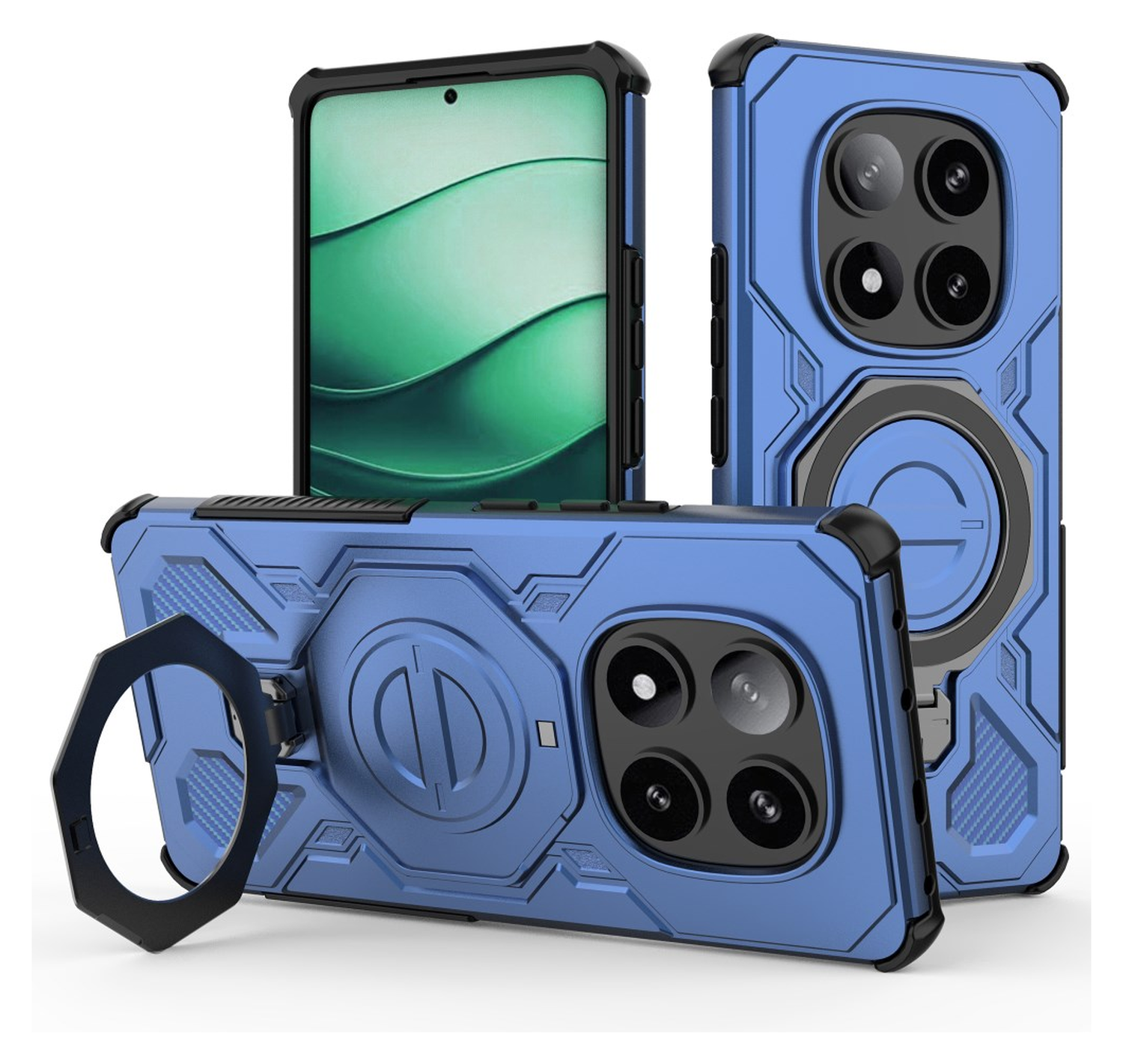 Xiaomi Redmi Note 14 Pro 5G Hoesje MagSafe 360° Standaard Blauw afbeelding 1