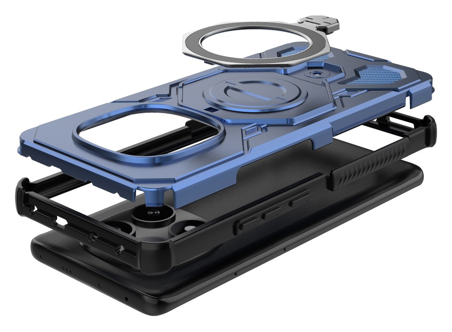 Xiaomi Redmi Note 14 Pro 5G Hoesje MagSafe 360° Standaard Blauw afbeelding 4
