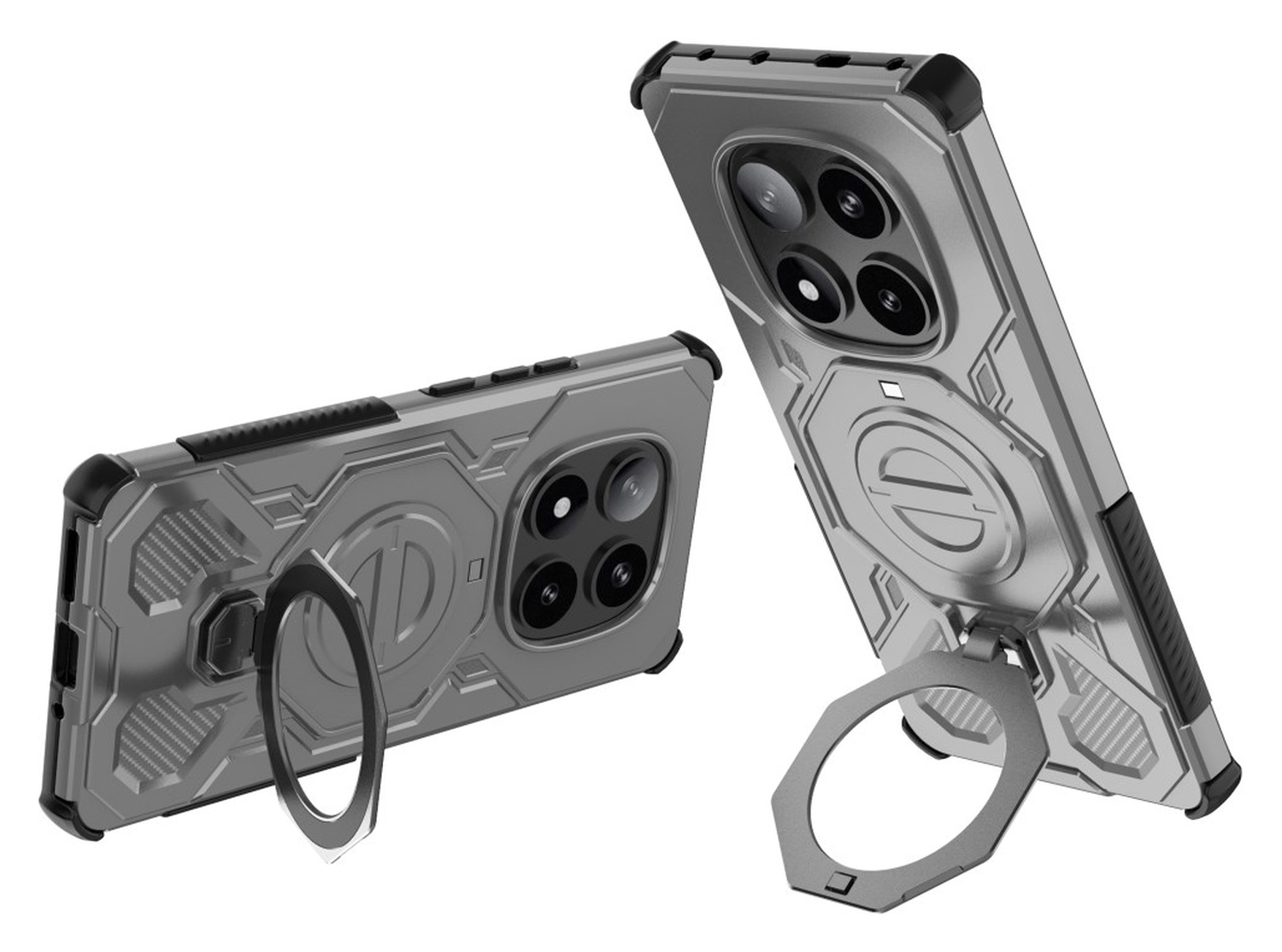 Xiaomi Redmi Note 14 Pro 5G Hoesje MagSafe 360° Standaard Grijs afbeelding 2