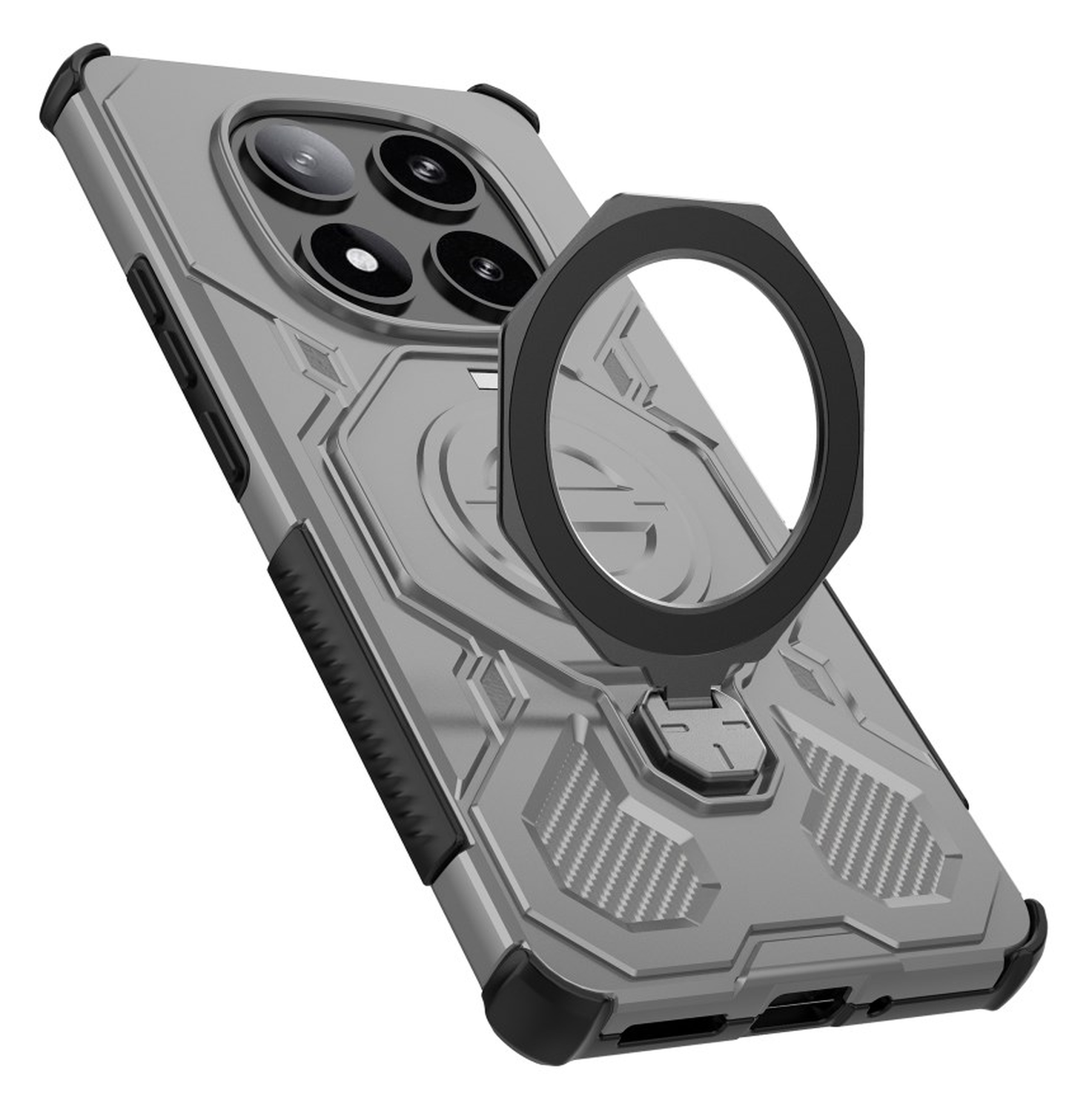 Xiaomi Redmi Note 14 Pro 5G Hoesje MagSafe 360° Standaard Grijs afbeelding 7