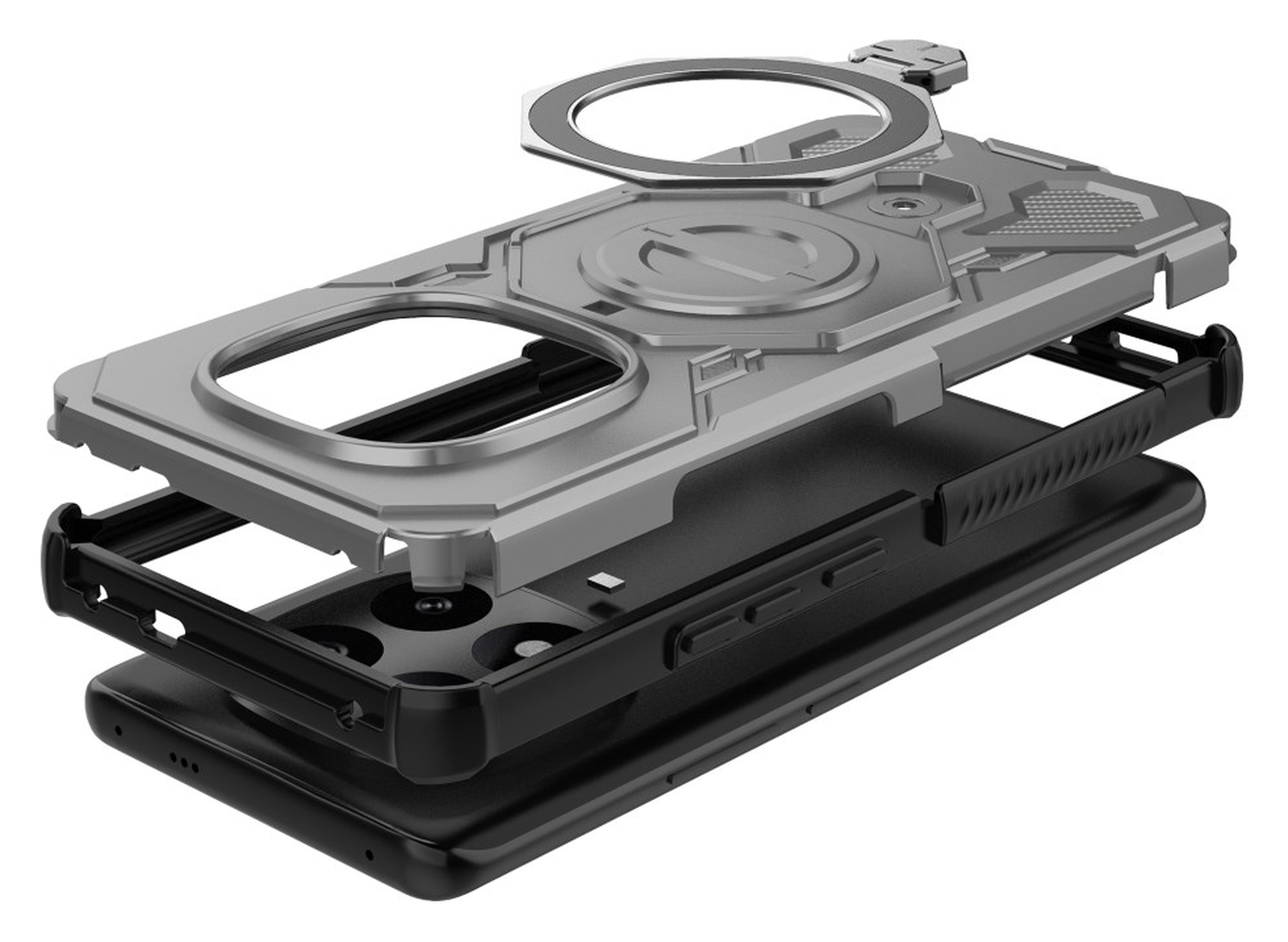 Xiaomi Redmi Note 14 Pro Plus Hoesje MagSafe 360° Standaard Grijs afbeelding 2