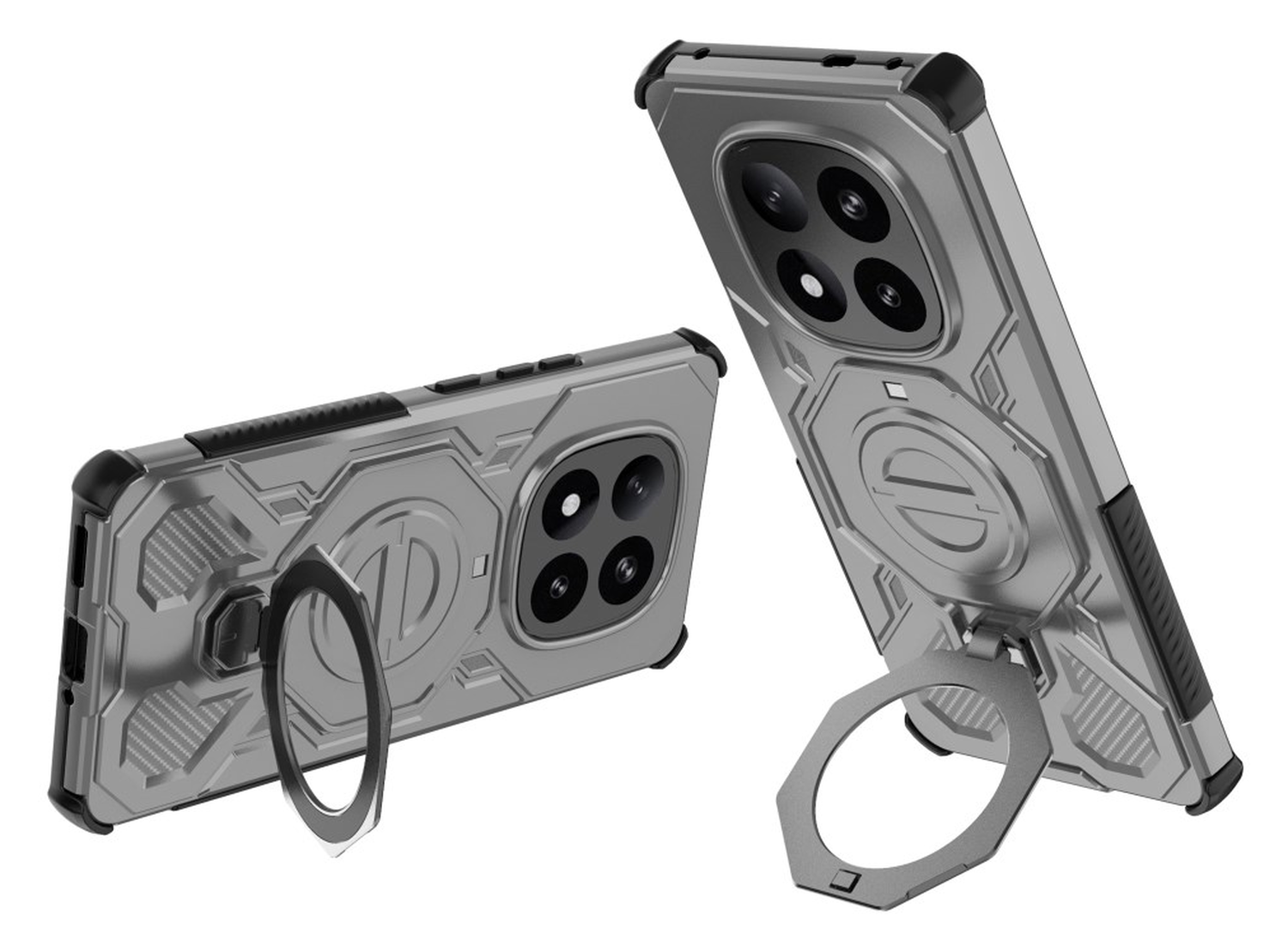 Xiaomi Redmi Note 14 Pro Plus Hoesje MagSafe 360° Standaard Grijs afbeelding 4