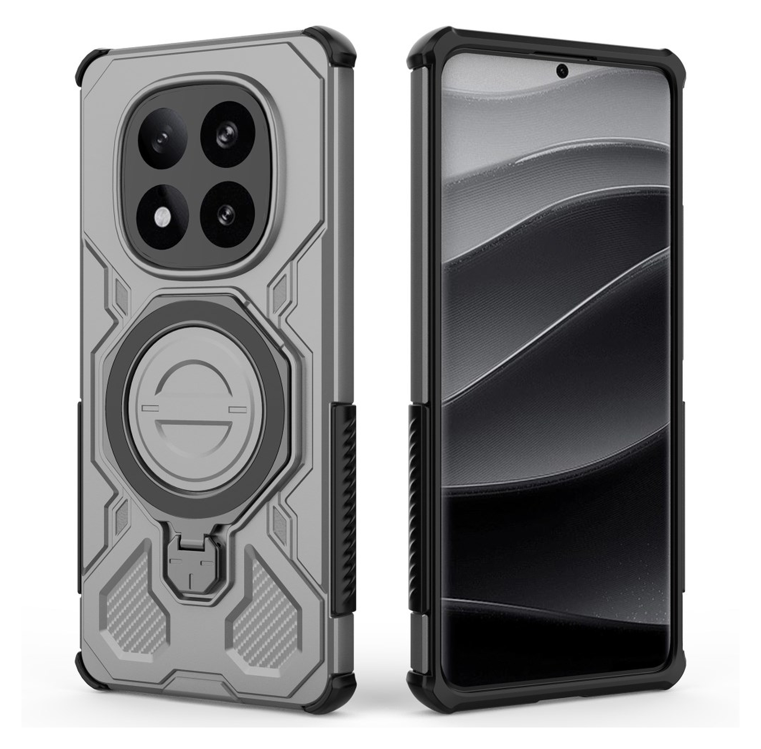 Xiaomi Redmi Note 14 Pro Plus Hoesje MagSafe 360° Standaard Grijs afbeelding 5