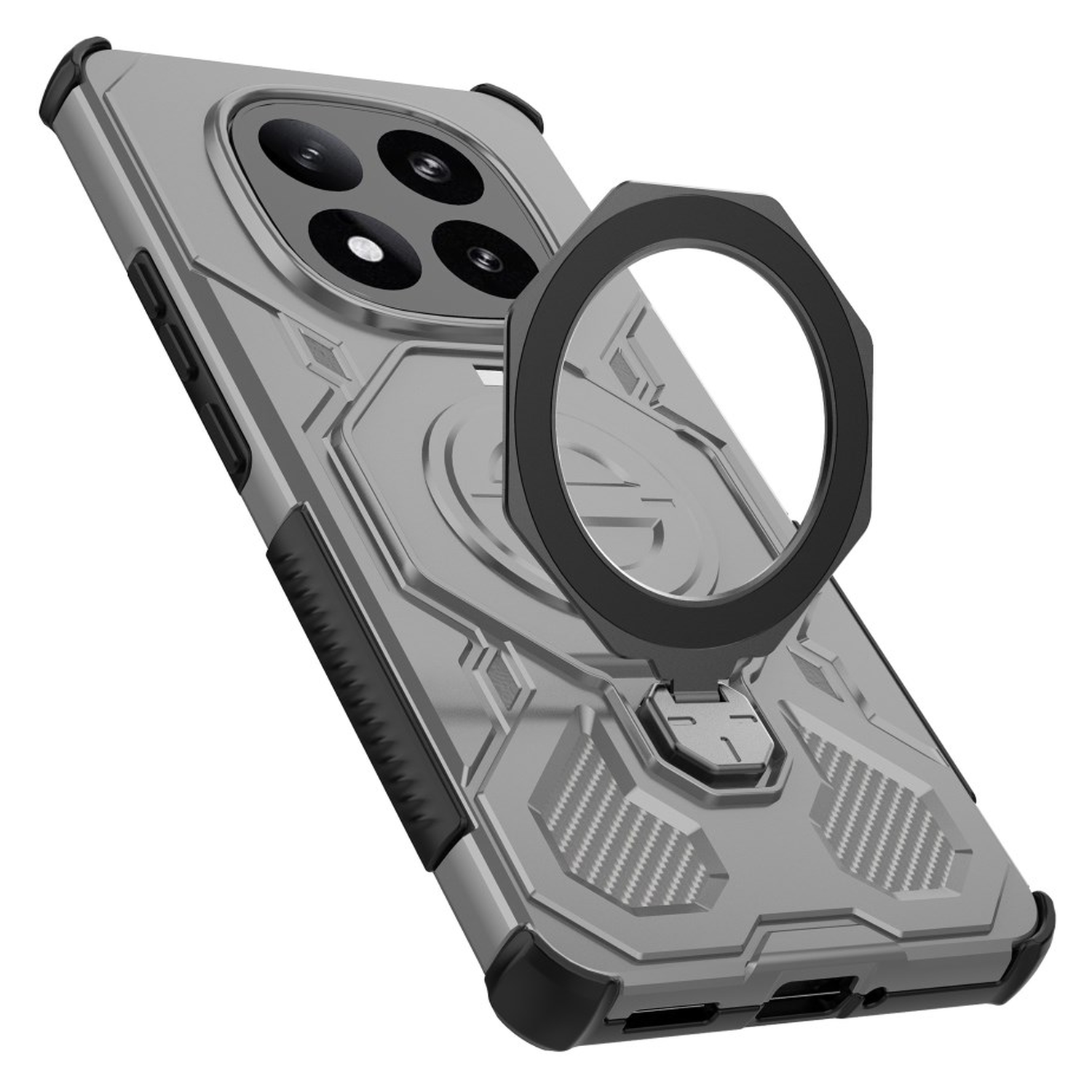 Xiaomi Redmi Note 14 Pro Plus Hoesje MagSafe 360° Standaard Grijs afbeelding 8