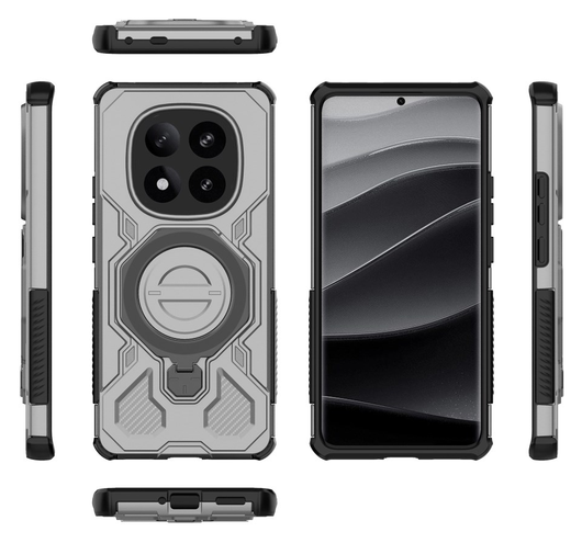 Xiaomi Redmi Note 14 Pro Plus Hoesje MagSafe 360° Standaard Grijs afbeelding 9