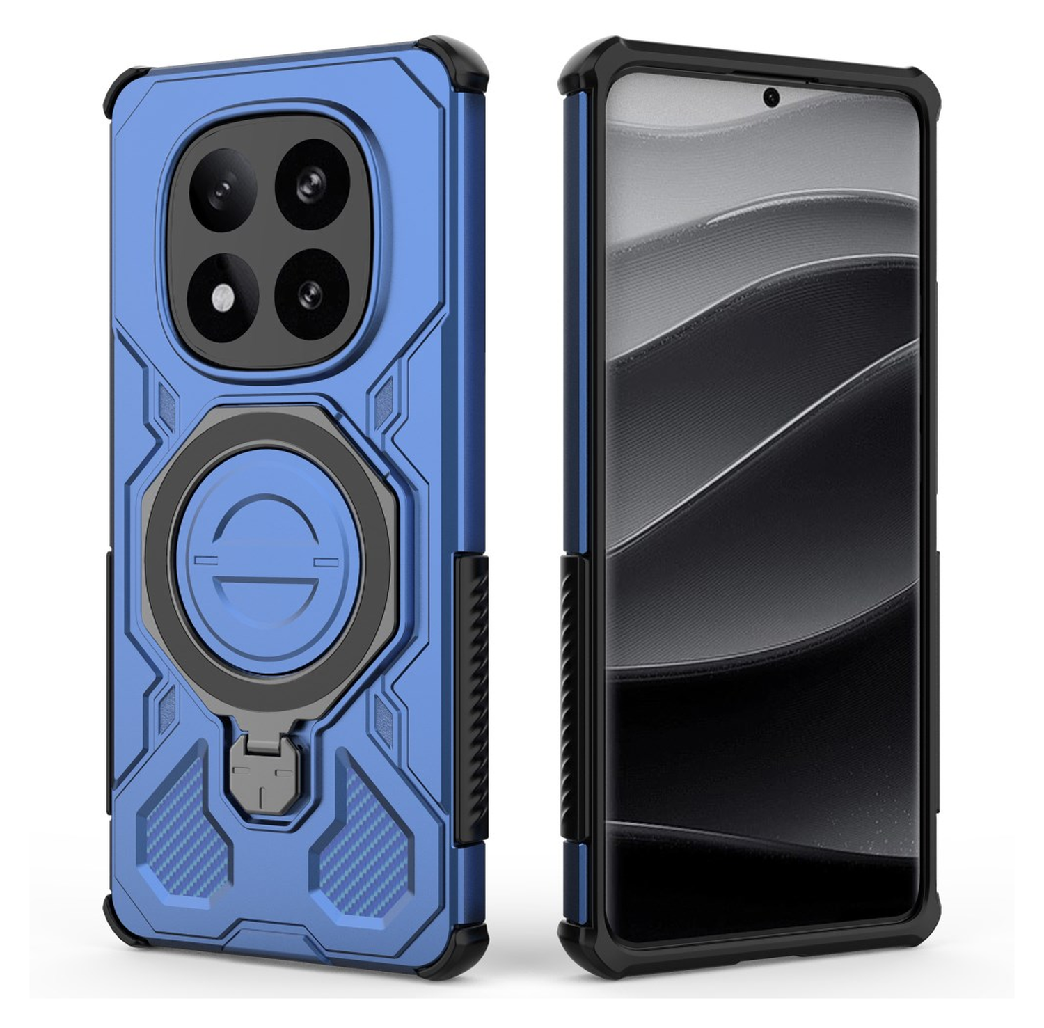 Xiaomi Redmi Note 14 Pro Plus Hoesje MagSafe 360° Standaard Blauw afbeelding 5