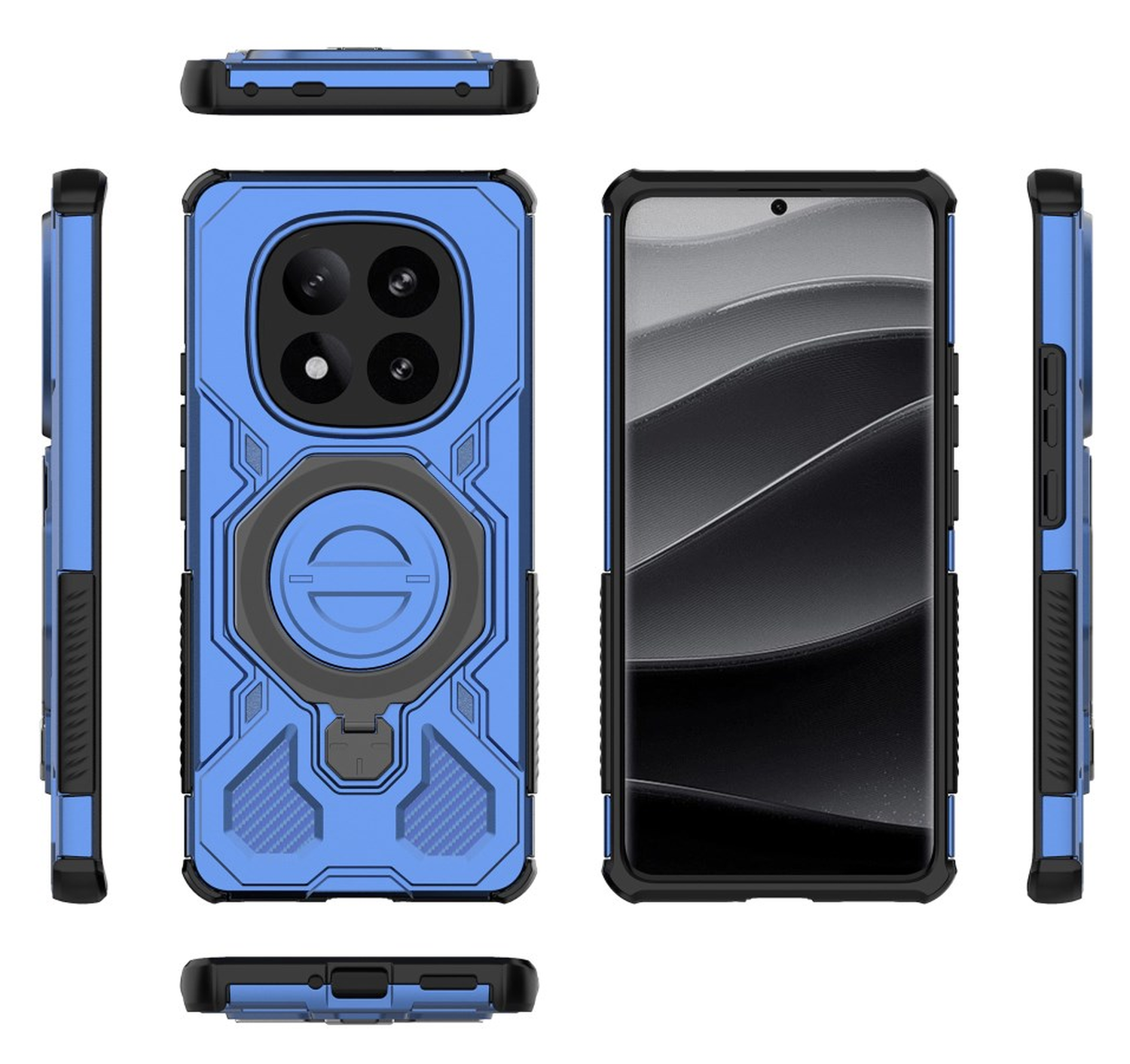 Xiaomi Redmi Note 14 Pro Plus Hoesje MagSafe 360° Standaard Blauw afbeelding 9