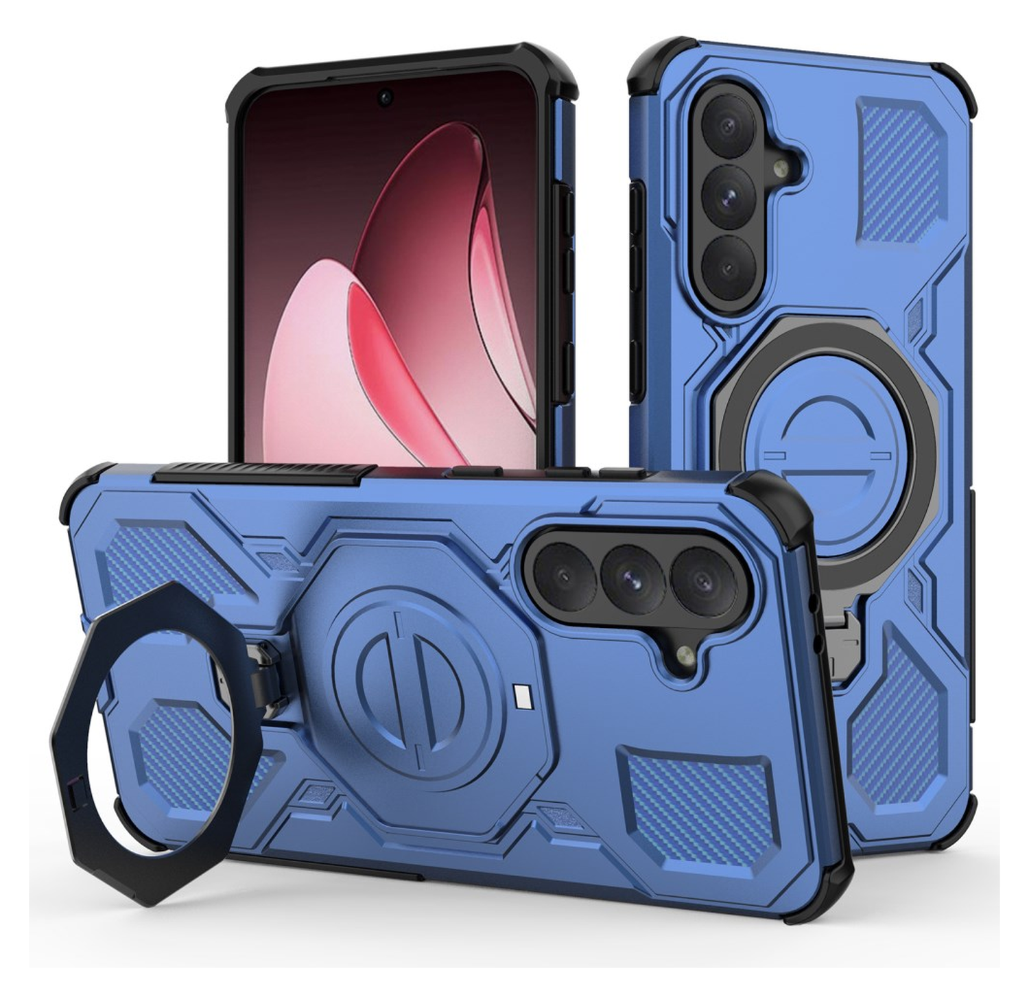 Samsung Galaxy A56 Hoesje MagSafe 360° Standaard Blauw afbeelding 1