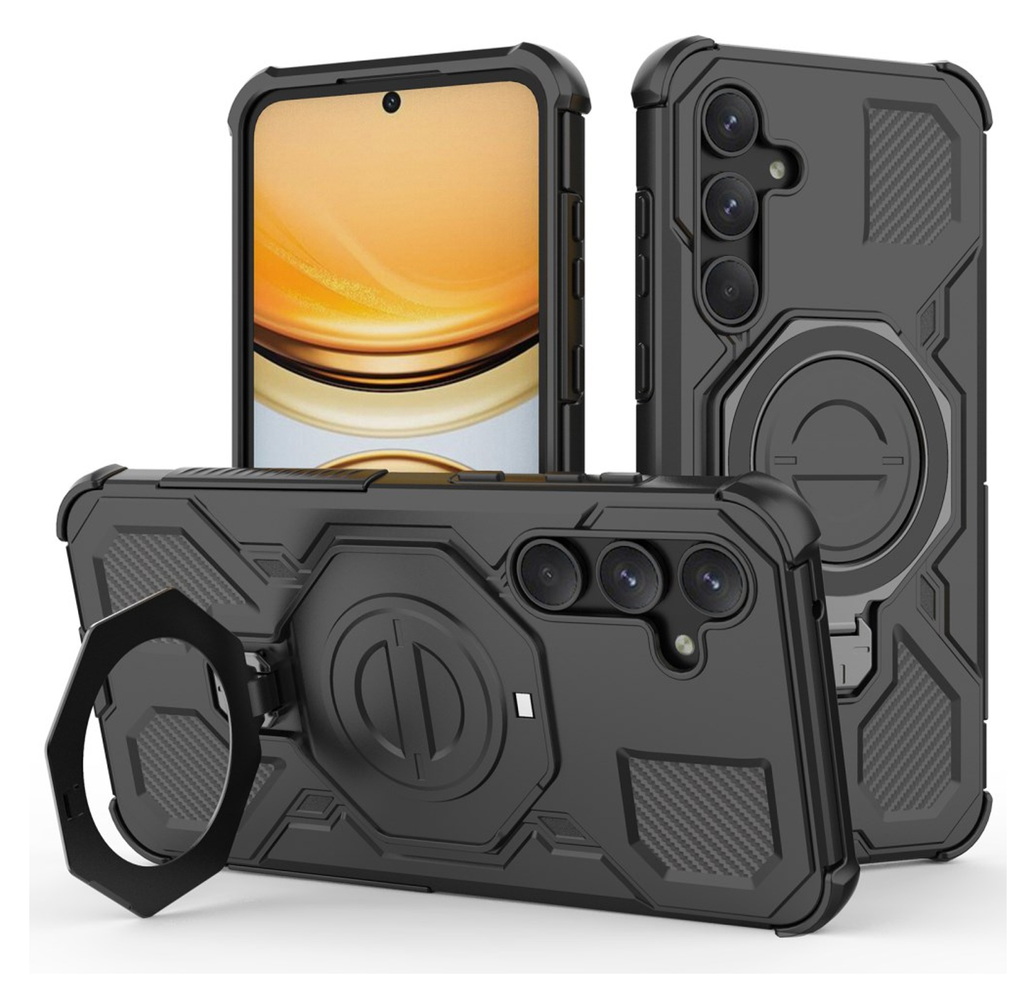 Samsung Galaxy A55 Hoesje MagSafe 360° Standaard Zwart afbeelding 1