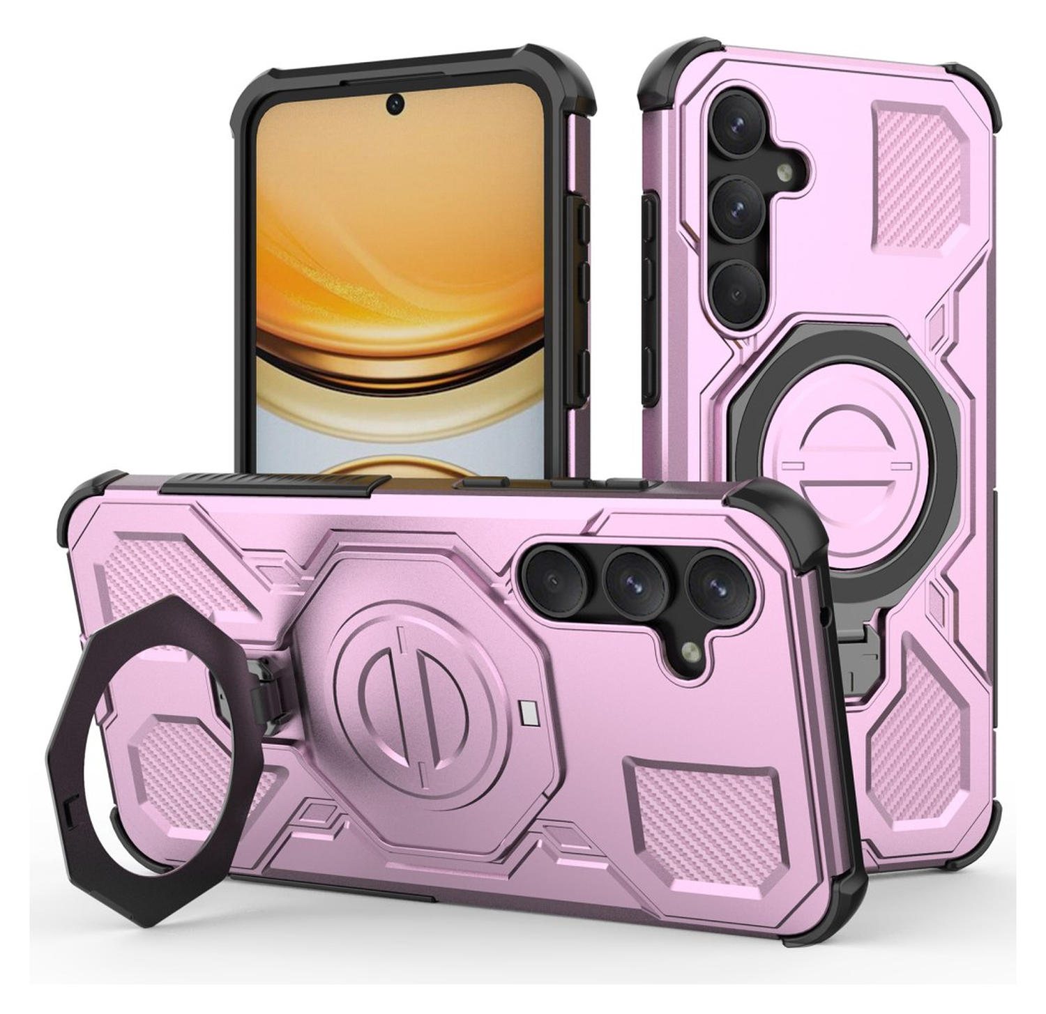 Samsung Galaxy A55 Hoesje MagSafe 360° Standaard Roze afbeelding 1