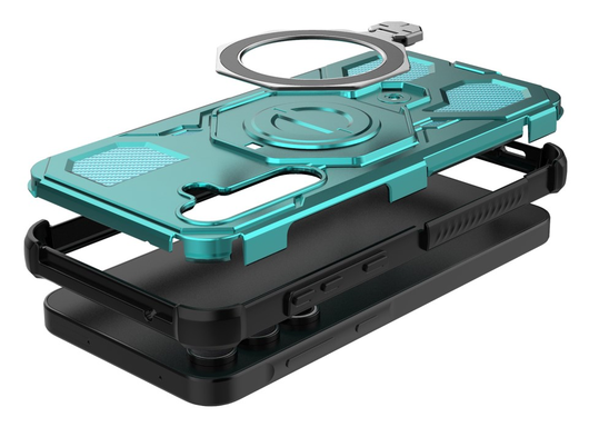 Samsung Galaxy A55 Hoesje MagSafe 360° Standaard Lichtblauw afbeelding 4