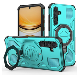 Samsung Galaxy A55 Hoesje MagSafe 360° Standaard Lichtblauw