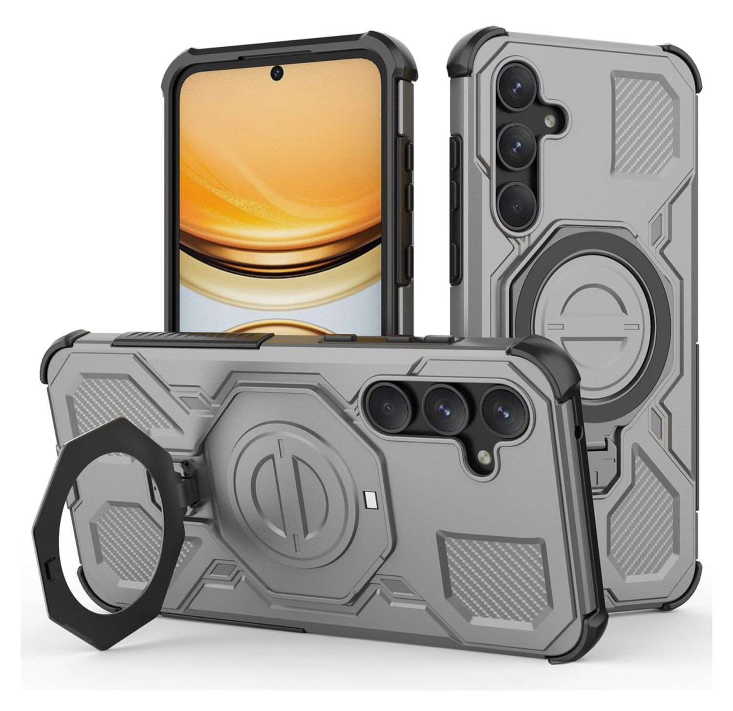 Samsung Galaxy A55 Hoesje MagSafe 360° Standaard Grijs afbeelding 1