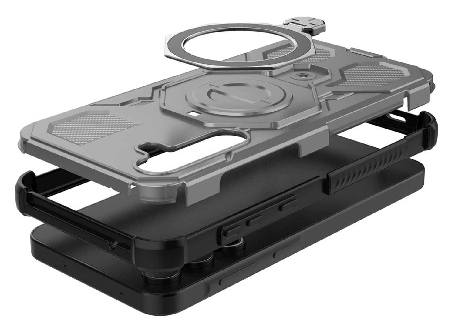 Samsung Galaxy A55 Hoesje MagSafe 360° Standaard Grijs afbeelding 4