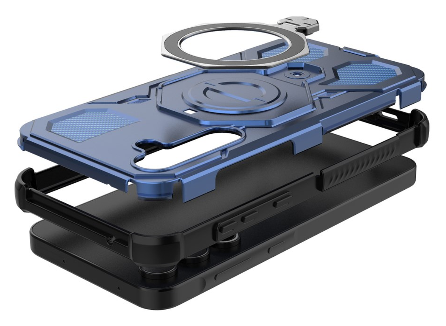 Samsung Galaxy A55 Hoesje MagSafe 360° Standaard Blauw afbeelding 4