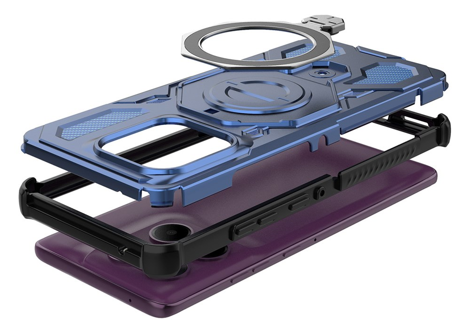 Motorola Edge 60 Pro Hoesje MagSafe 360° Standaard Blauw afbeelding 8