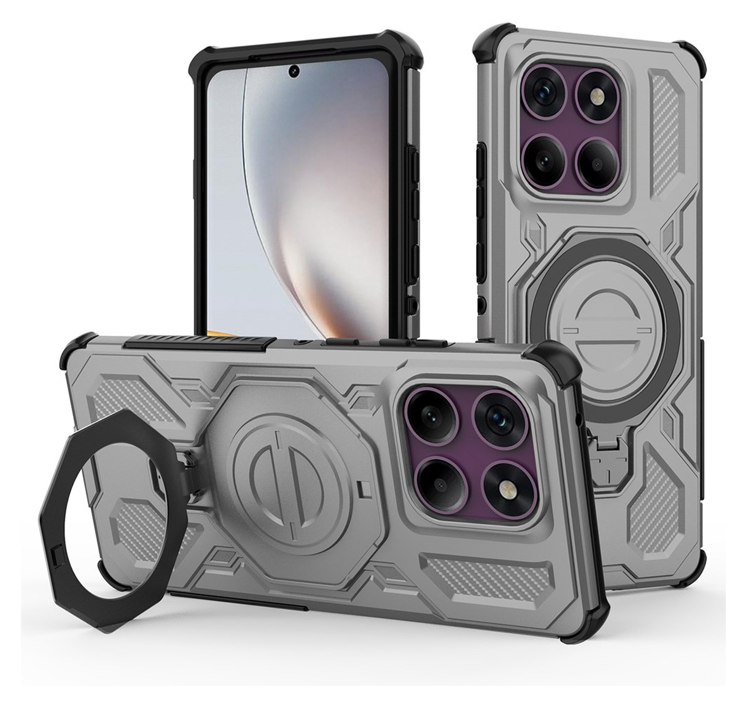 Motorola Edge 60 Pro Hoesje MagSafe 360° Standaard Grijs afbeelding 1