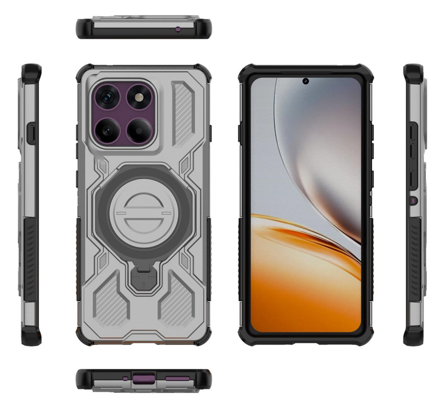 Motorola Edge 60 Pro Hoesje MagSafe 360° Standaard Grijs afbeelding 9