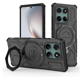 Motorola Edge 60 Fusion Hoesje MagSafe 360° Standaard Zwart afbeelding