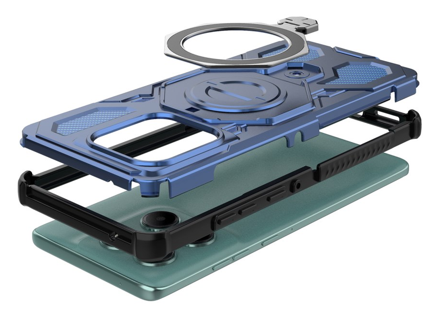 Motorola Edge 60 Fusion Hoesje MagSafe 360° Standaard Blauw afbeelding 4