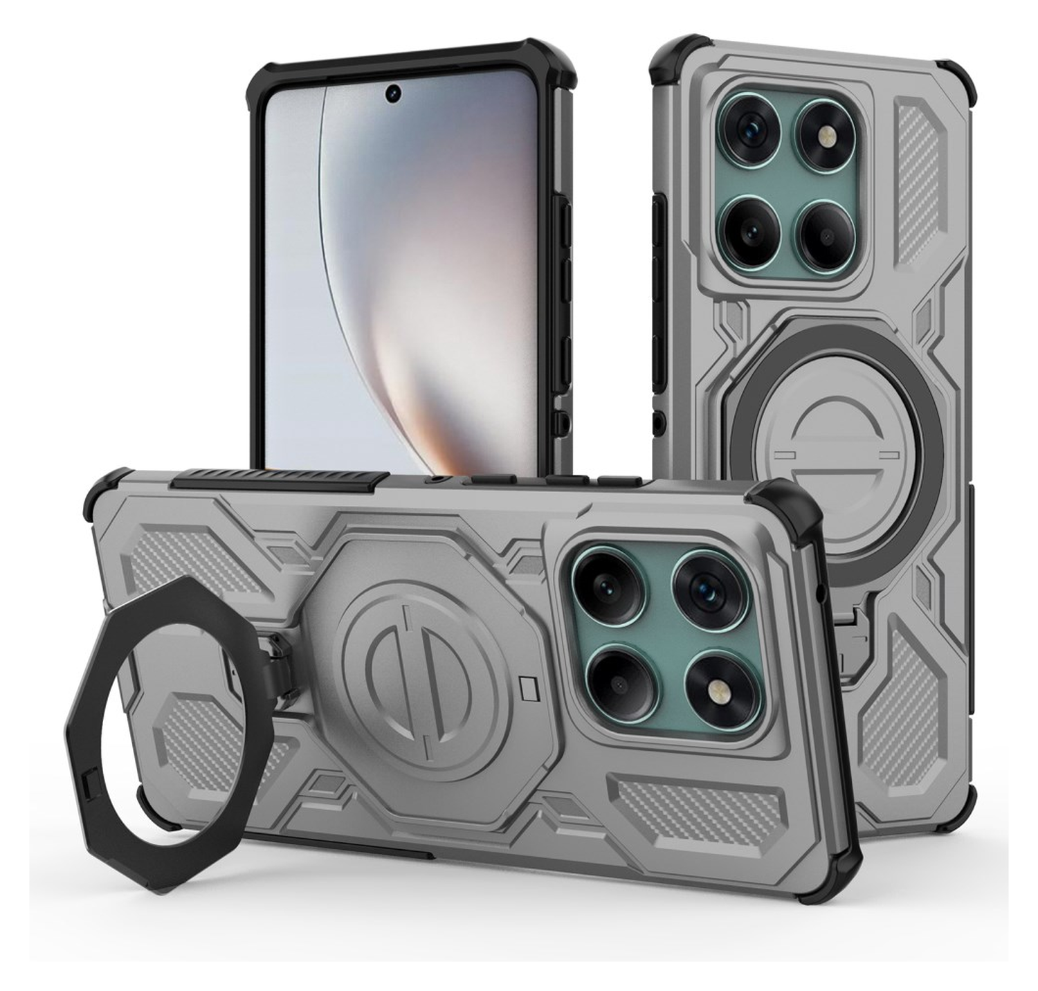 Motorola Edge 60 Fusion Hoesje MagSafe 360° Standaard Grijs afbeelding 1