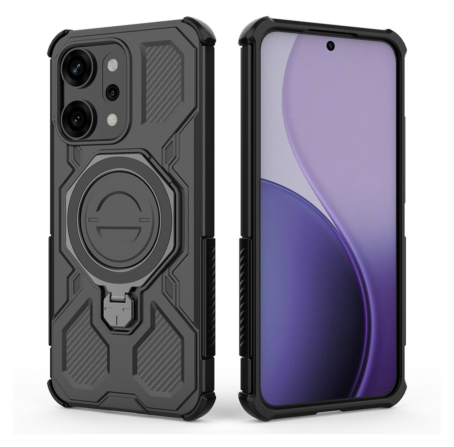 Oppo Reno 14 Pro Hoesje MagSafe 360° Standaard Zwart afbeelding 4