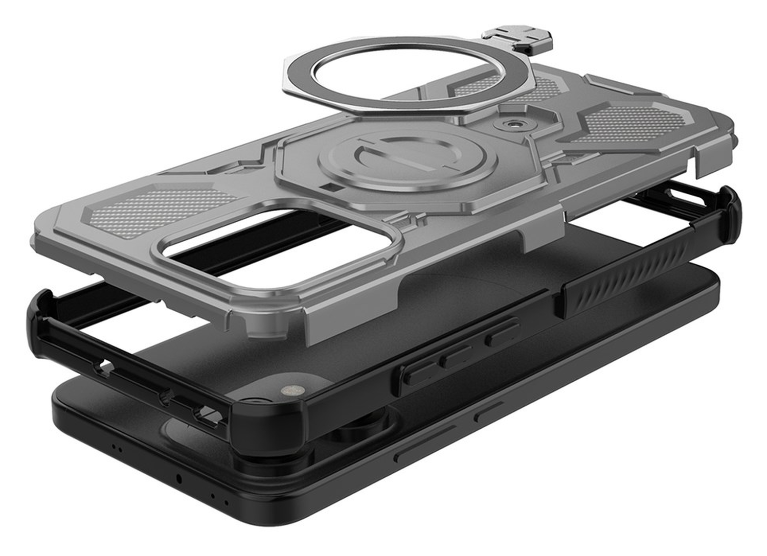 Oppo Reno 14 Pro Hoesje MagSafe 360° Standaard Grijs afbeelding 7