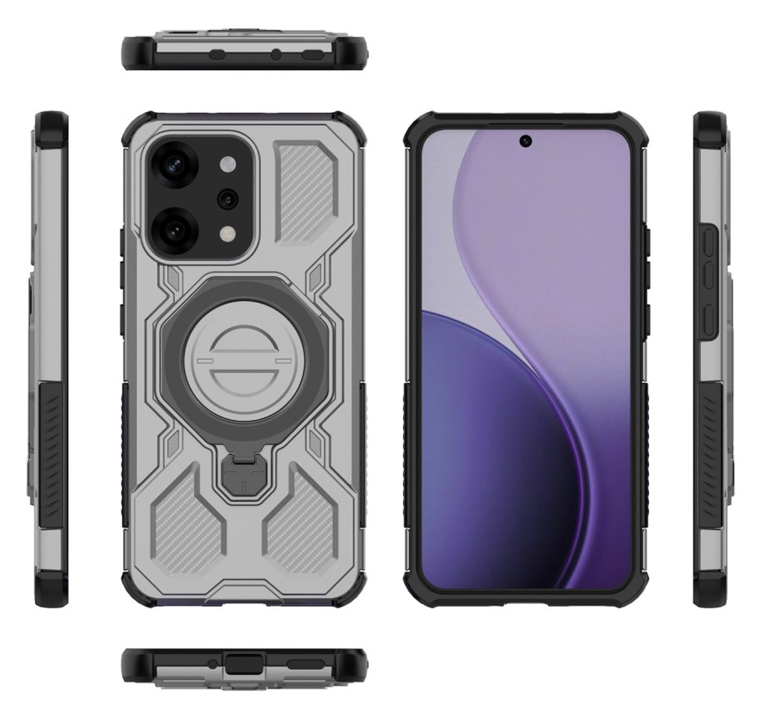 Oppo Reno 14 Pro Hoesje MagSafe 360° Standaard Grijs afbeelding 8