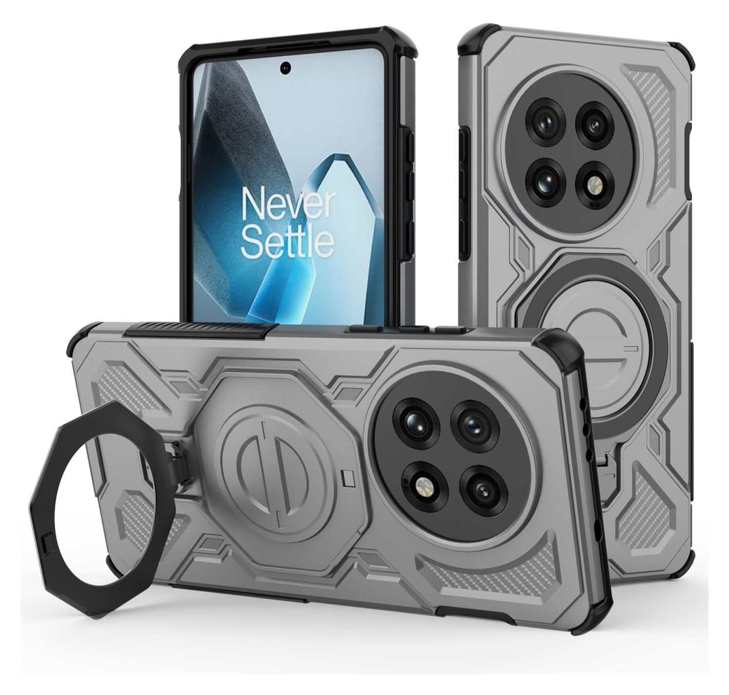 OnePlus 13 Hoesje MagSafe 360° Standaard Grijs afbeelding 1