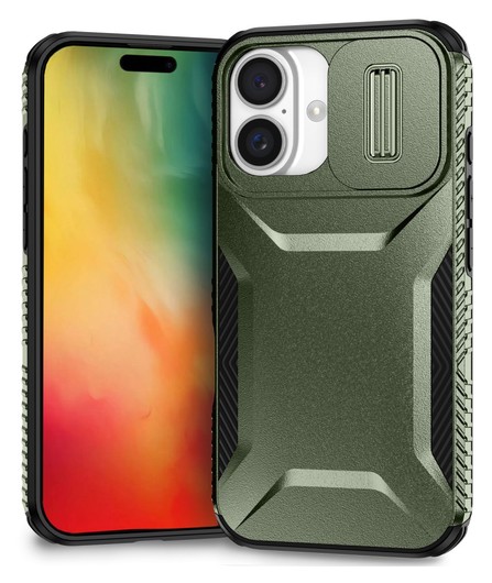 Apple iPhone 16 Hoesje Camera Slider Back Cover Schokbestendig Groen afbeelding 1