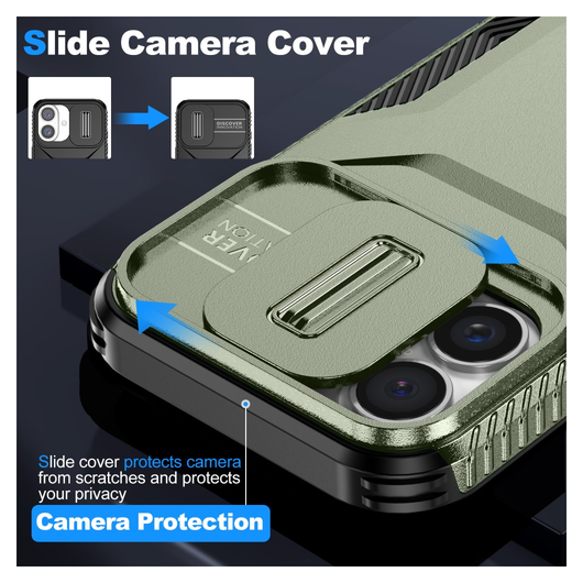 Apple iPhone 16 Hoesje Camera Slider Back Cover Schokbestendig Groen afbeelding 3