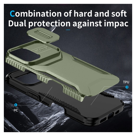 Apple iPhone 16 Hoesje Camera Slider Back Cover Schokbestendig Groen afbeelding 8