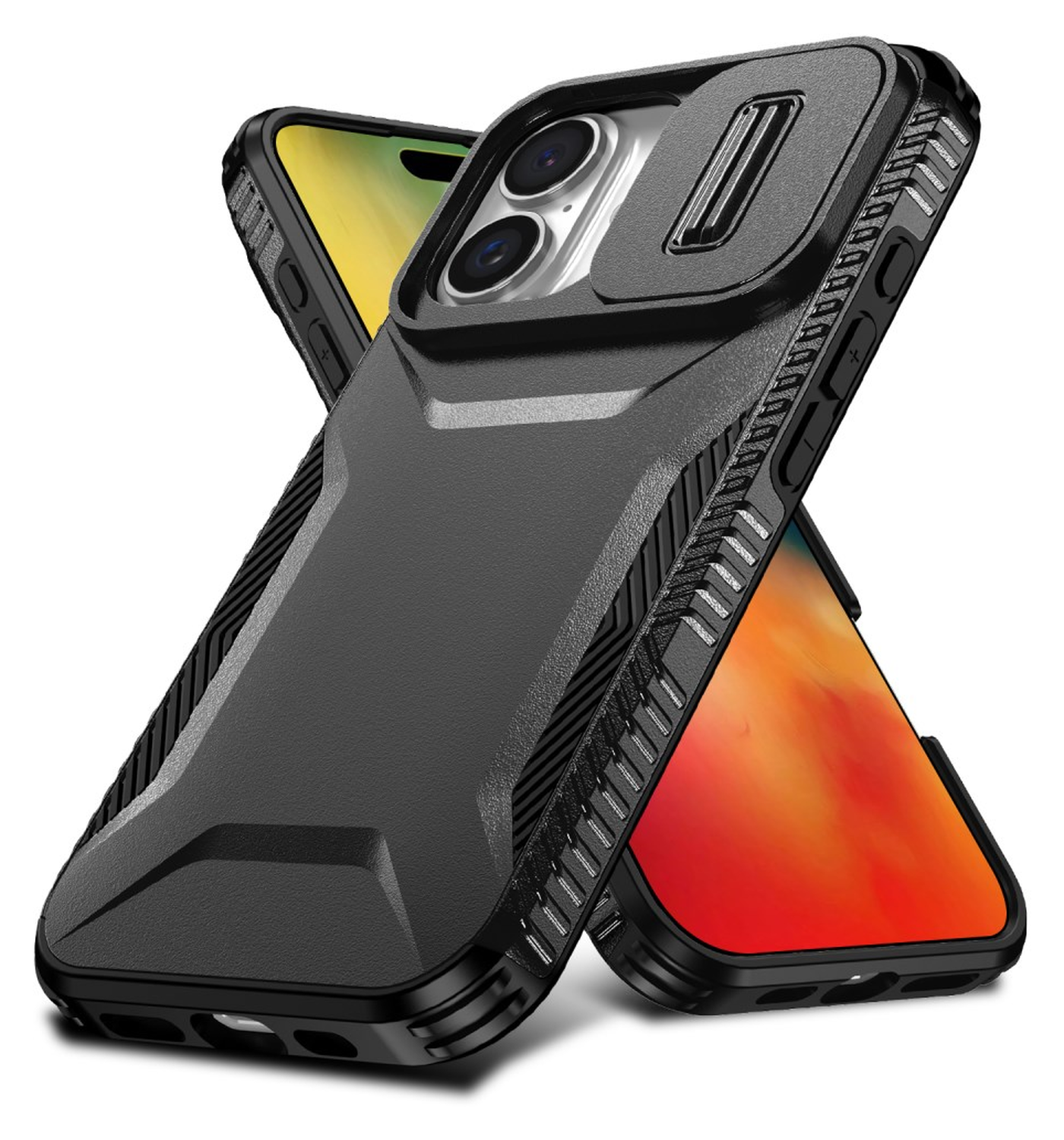 Apple iPhone 16 Hoesje Camera Slider Back Cover Schokbestendig Zwart afbeelding 2