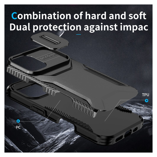 Apple iPhone 16 Hoesje Camera Slider Back Cover Schokbestendig Zwart afbeelding 9